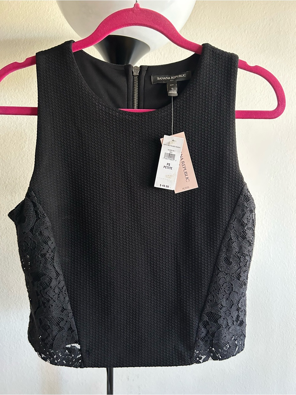 Banana Republic Black Lace-Panel Sleeveless Tank